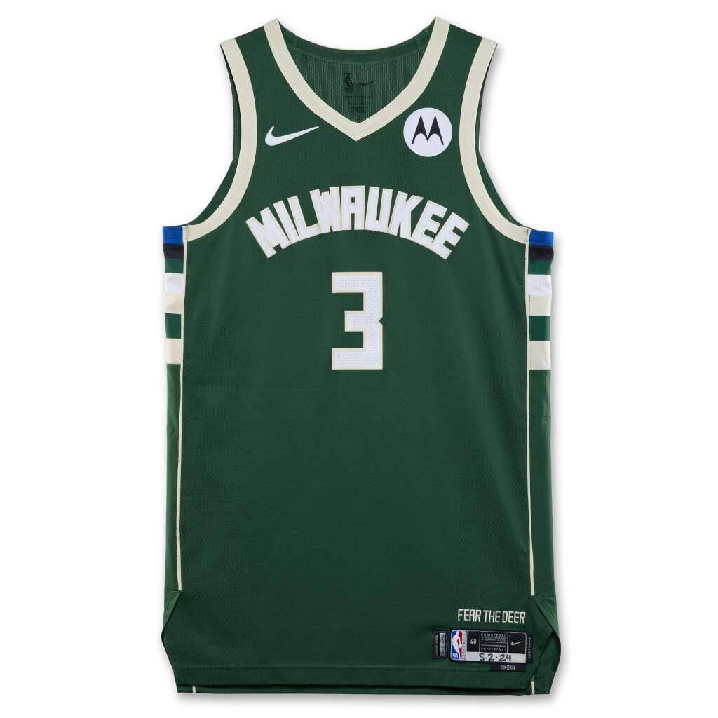 View full screen - View 1 of Lot 157. MaJon Beauchamp Milwaukee Bucks 2023-2024 NBA Eastern Conference Round 1 Game Issued Icon Edition Jersey | Game 6 | Probable Wear.
