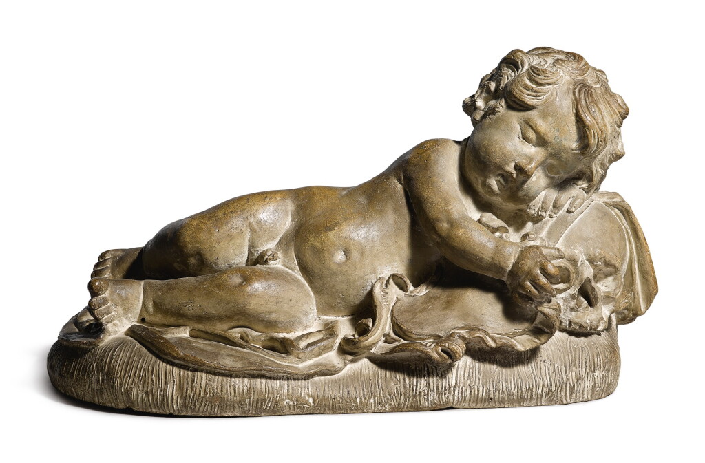 View full screen - View 1 of Lot 782. Vanitas with sleeping child and skull.