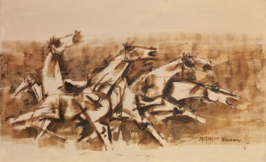 View full screen - View 1 of Lot 110. MAQBOOL FIDA HUSAIN | Untitled (Horses).