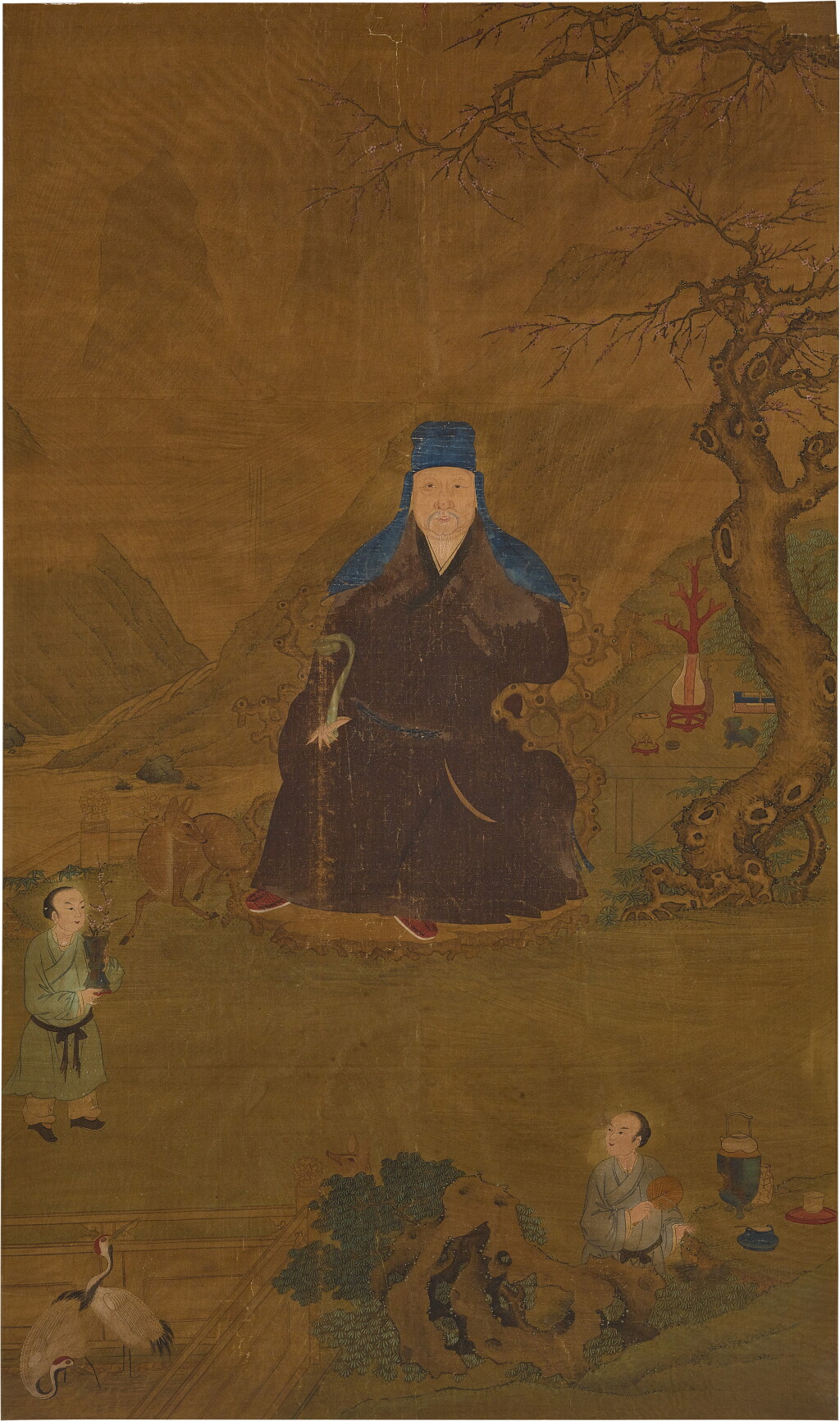 View full screen - View 1 of Lot 36. Anonymous Portrait of a scholar, Qing dynasty, 18th/19th century, Ink and colour on silk, hanging scroll | 清十八/十九世紀 佚名 《高士肖像圖》 設色絹本 立軸.