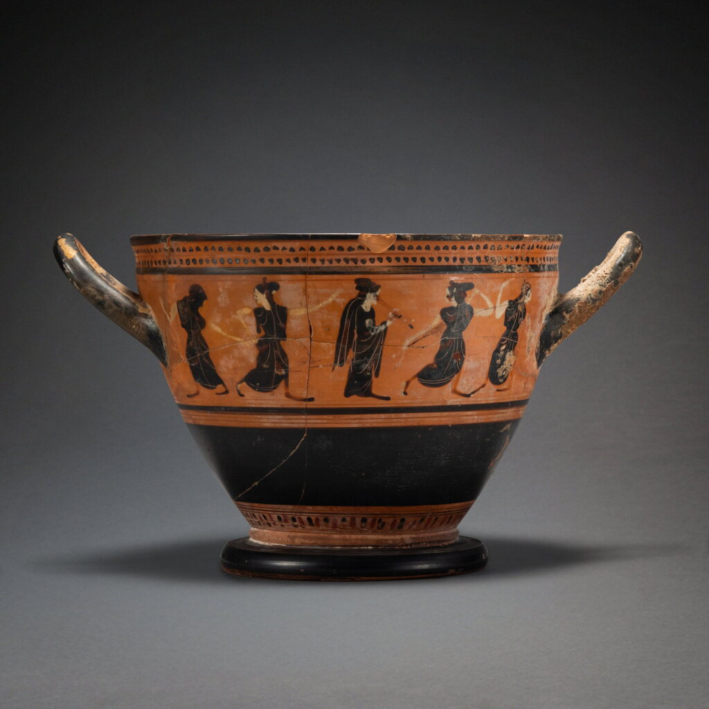 View full screen - View 1 of Lot 217. A Large Attic Black-Figured Skyphos, circa late 6th century B.C..