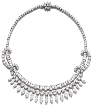 View full screen - View 1 of Lot 63. DIAMOND NECKLACE, 1950S.