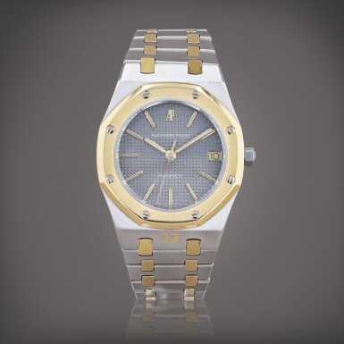 View full screen - View 1 of Lot 404. Royal Oak, reference 4100SA Montre bracelet en acier et or jaune avec date | Stainless steel and yellow gold wristwatch with date and bracelet Vers 1980 | Circa 1980.