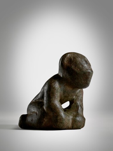 View full screen - View 1 of Lot 20. Olmec Stone Crouching Transformation Figure, Middle Preclassic, circa 900-600 BC.