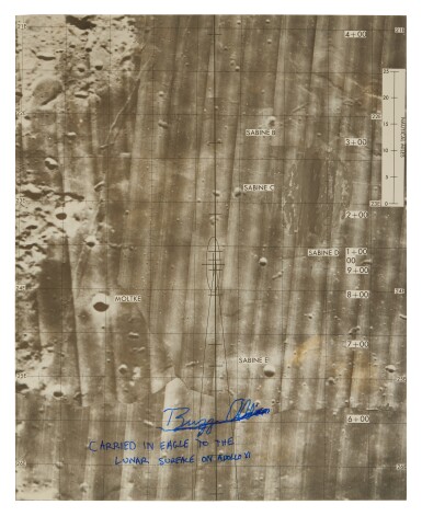 View full screen - View 1 of Lot 21. LUNAR SURFACE FLOWN Apollo 11 LM Lunar Surface Map, Sabine, Showing the Apollo 11 Landing Site.