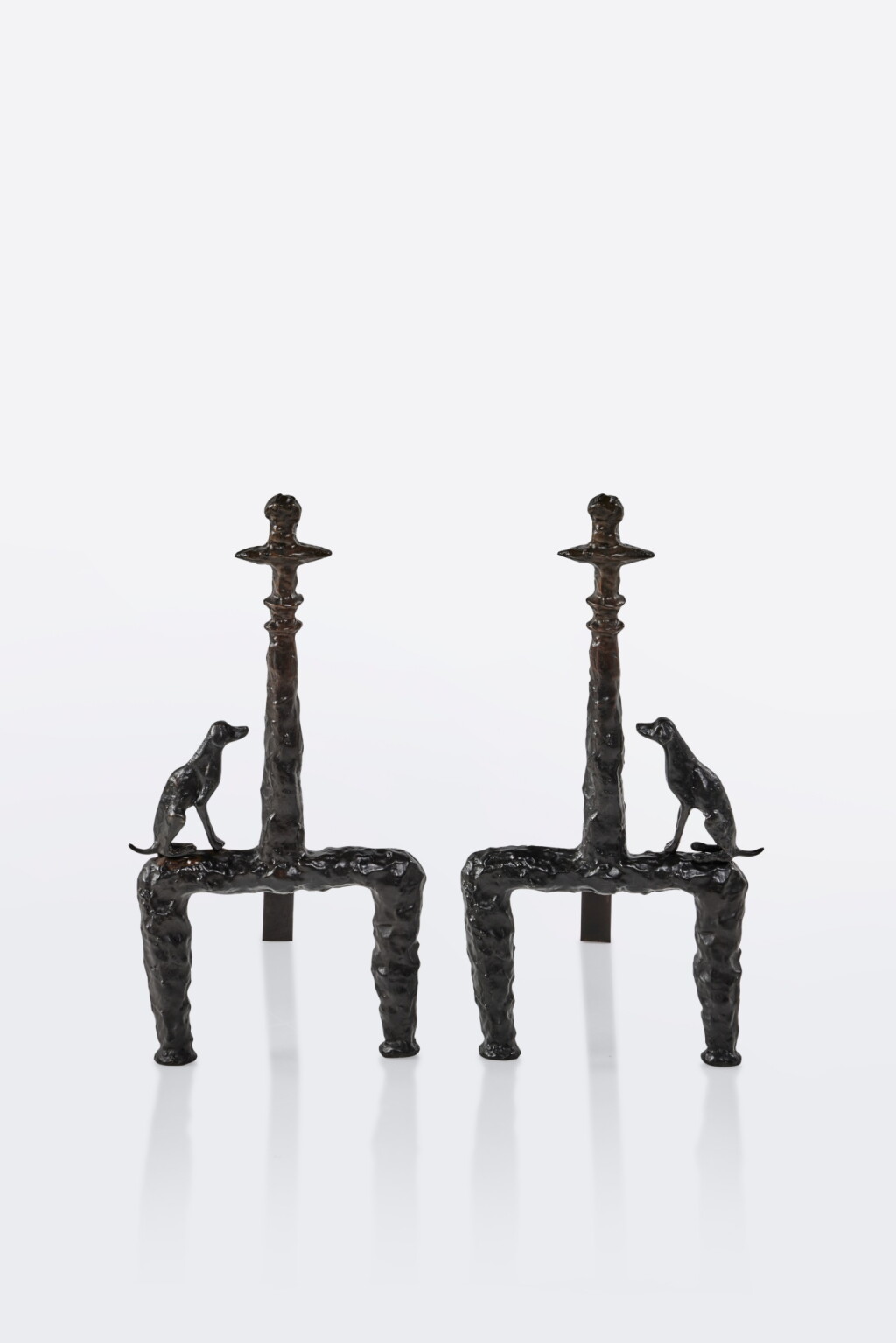 View full screen - View 1 of Lot 115. A Rare Pair of "Chien" Andirons.