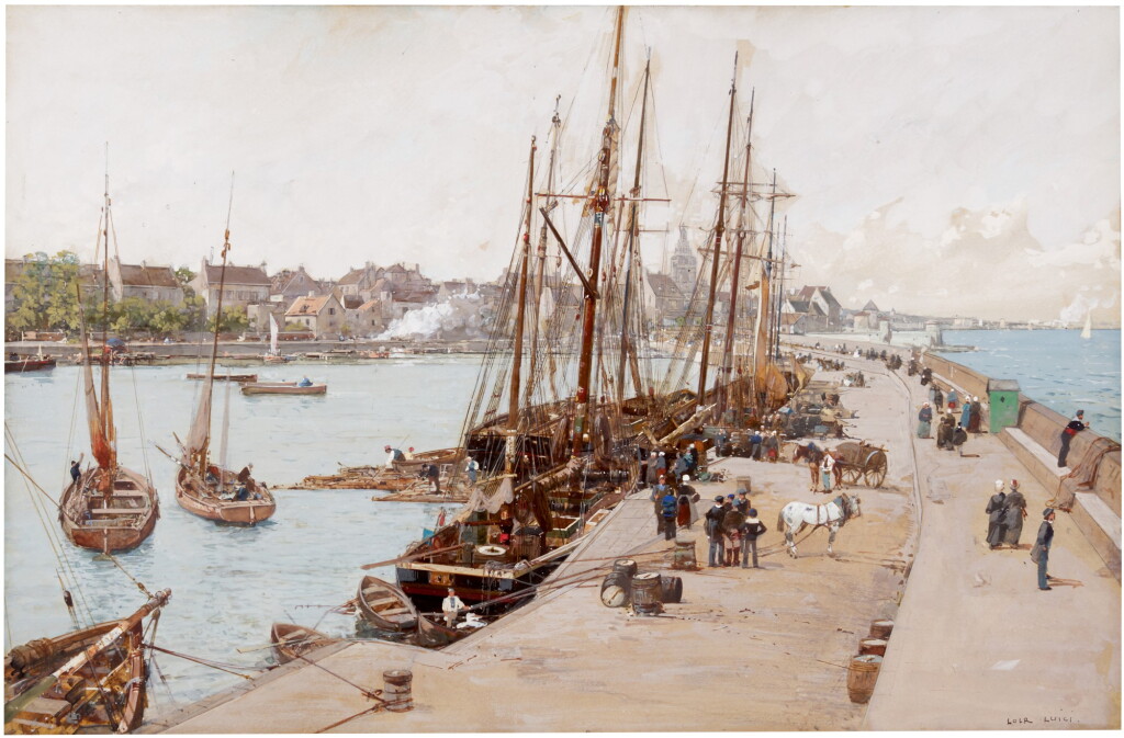 View full screen - View 1 of Lot 47. LUIGI LOIR | A VIEW OF ROSCOFF, BRITTANY.