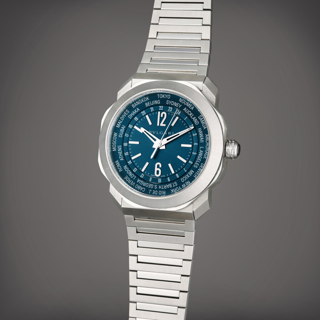 View full screen - View 1 of Lot 170. Reference 103481 Octo Roma World Time | An octagonal stainless steel automatic world time wristwatch, Circa 2021.