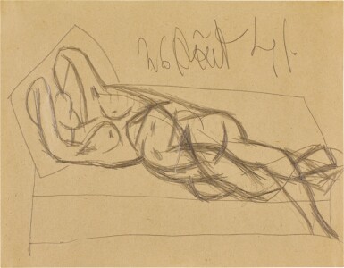 View full screen - View 1 of Lot 43. L'aubade: nu allongé (Étude).