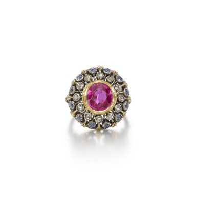 View full screen - View 1 of Lot 14. Ruby, sapphire and diamond ring, mid 20th century.