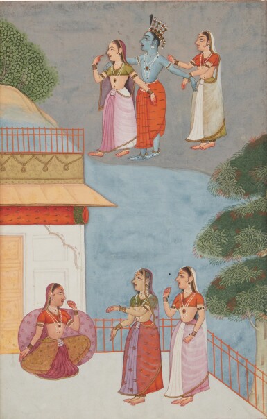 View full screen - View 1 of Lot 507. An Illustrated Folio from the Rasikapriya of Keshavdas, Attributable to Ibrahim son of Rukn al-Din, Rajasthan / Bikaner, circa 1685-1692.