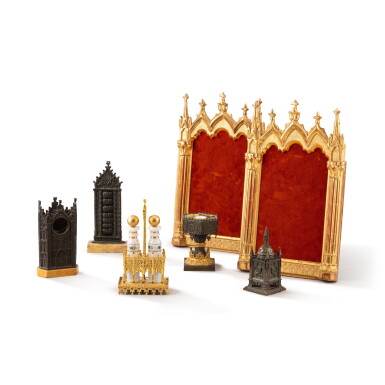 View full screen - View 1 of Lot 888. A set of neogothical items, 19th century | Ensemble d'objets néogothiques, XIXe siècle.