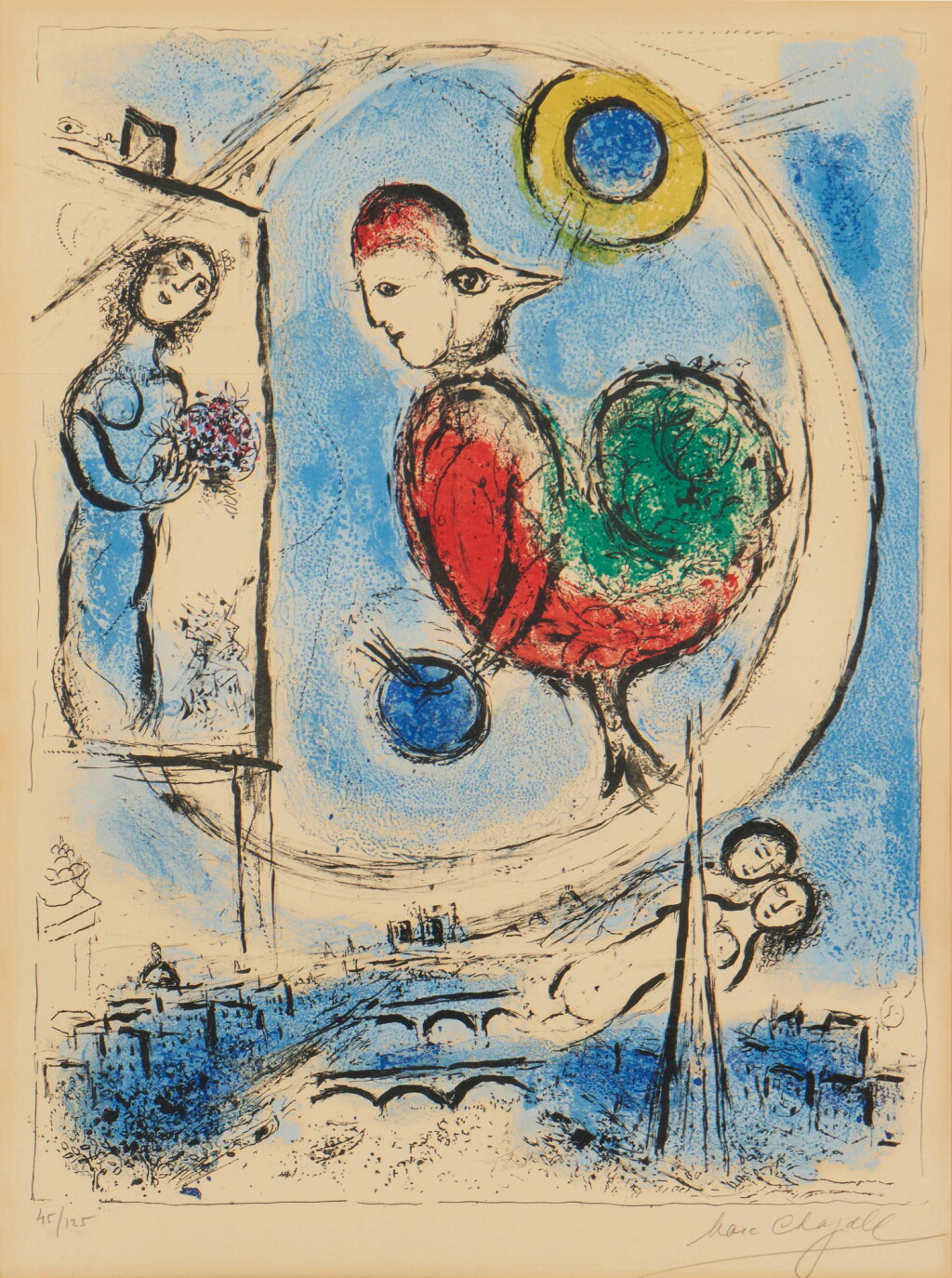 View full screen - View 1 of Lot 385. Le Coq sur Paris (Mourlot 223).