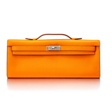 View full screen - View 1 of Lot 8550. Orange Kelly Cut in Swift Leather with Palladium Hardware, 2010.