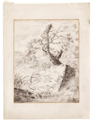 View full screen - View 1 of Lot 349. Title page design, landscape with shepherd in a storm.