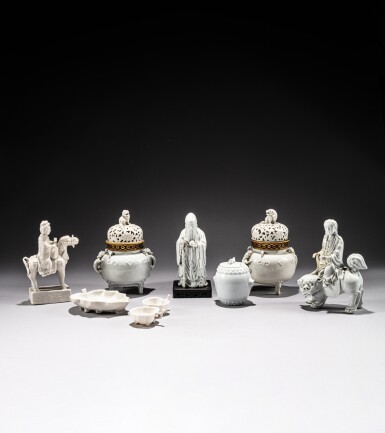 View full screen - View 1 of Lot 190. A study collection of nine blanc-de-Chine wares, Qing dynasty, 18th - 19th century.