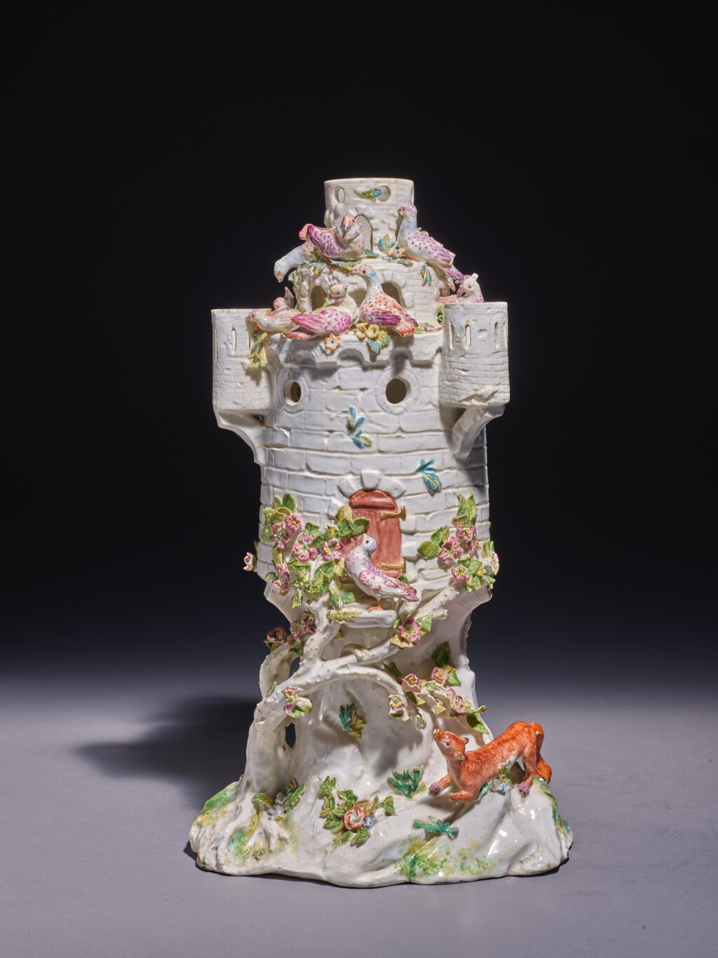 View full screen - View 1 of Lot 193. A VERY RARE CHELSEA LARGE POT-POURRI IN THE FORM OF A RUINOUS DOVE-COTE, CIRCA 1756.