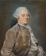 Portrait of a man wearing a velvet brown jacket and a lace Jabot
