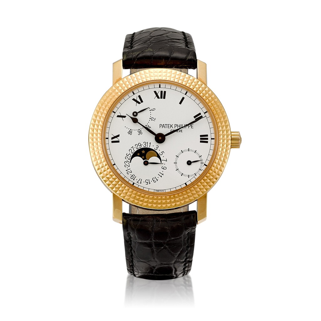 View full screen - View 1 of Lot 2180. Cortina Jubilee, Reference 5057 | A limited edition pink gold wristwatch with date, power reserve indication and moon phases, Made in 1997 | Cortina Jubilee | 百達翡麗 | Cortina Jubilee 型號5057 | 限量版粉紅金腕錶,備日期、動力儲備及月相顯示,1997年製.