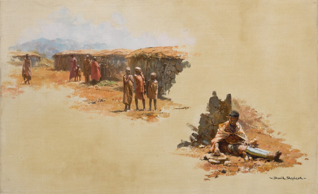 View full screen - View 1 of Lot 64. DAVID SHEPHERD | MASAI VILLAGE SKETCHES.