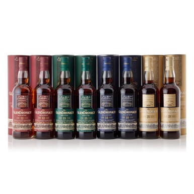 View full screen - View 1 of Lot 9254. The Glendronach 12, 15, 18 and 21 Year Mixed Lot NV (8 BT70).