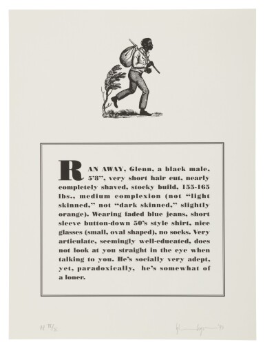 View full screen - View 1 of Lot 259. GLENN LIGON | RUNAWAYS.