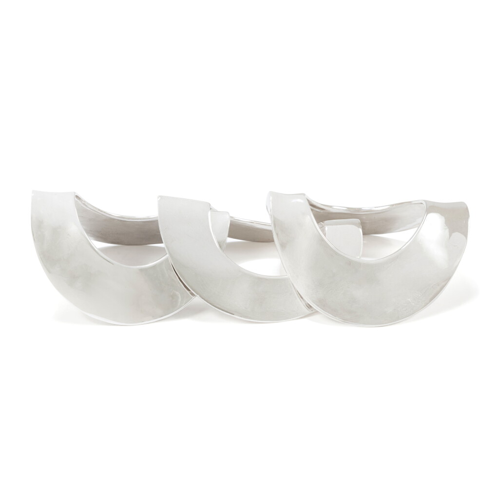 View full screen - View 1 of Lot 631. Frances Patiky Stein's Collection: Lot of Three Silver Triangle Bracelets, 2000.