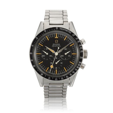 View full screen - View 1 of Lot 16. Speedmaster, Ref. 2998-2 Stainless Steel Chronograph Wristwatch With Bracelet Circa 1962.