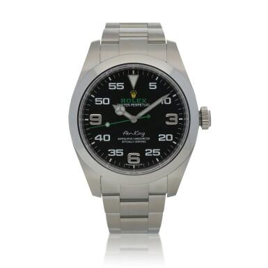 View full screen - View 1 of Lot 603. Air-King, Ref. 116900 Stainless steel wristwatch with bracelet Circa 2021.
