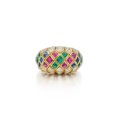 View full screen - View 1 of Lot 452. Gold, Gem-Set and Diamond Ring, France.