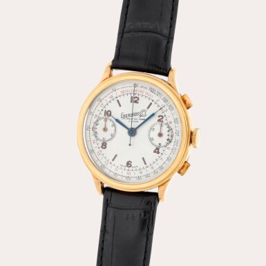 View full screen - View 1 of Lot 427. A yellow gold chronograph wristwatch | Circa 1955.