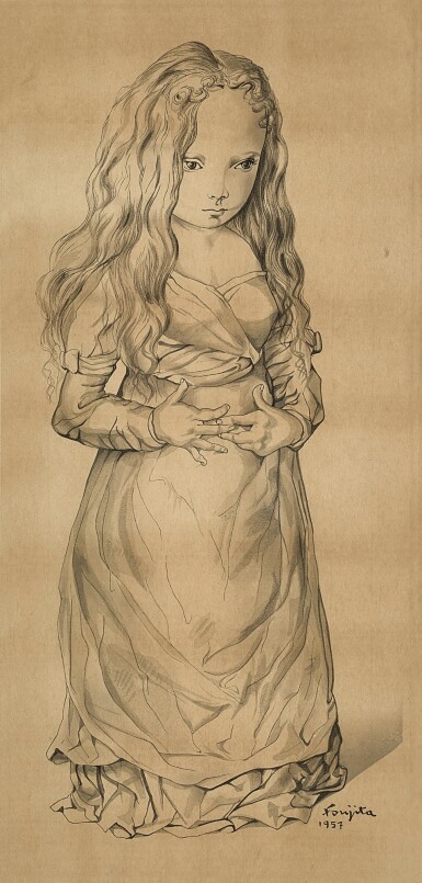 View full screen - View 1 of Lot 2052. Léonard Tsuguharu Foujita 藤田嗣治 | Girl 少女像.