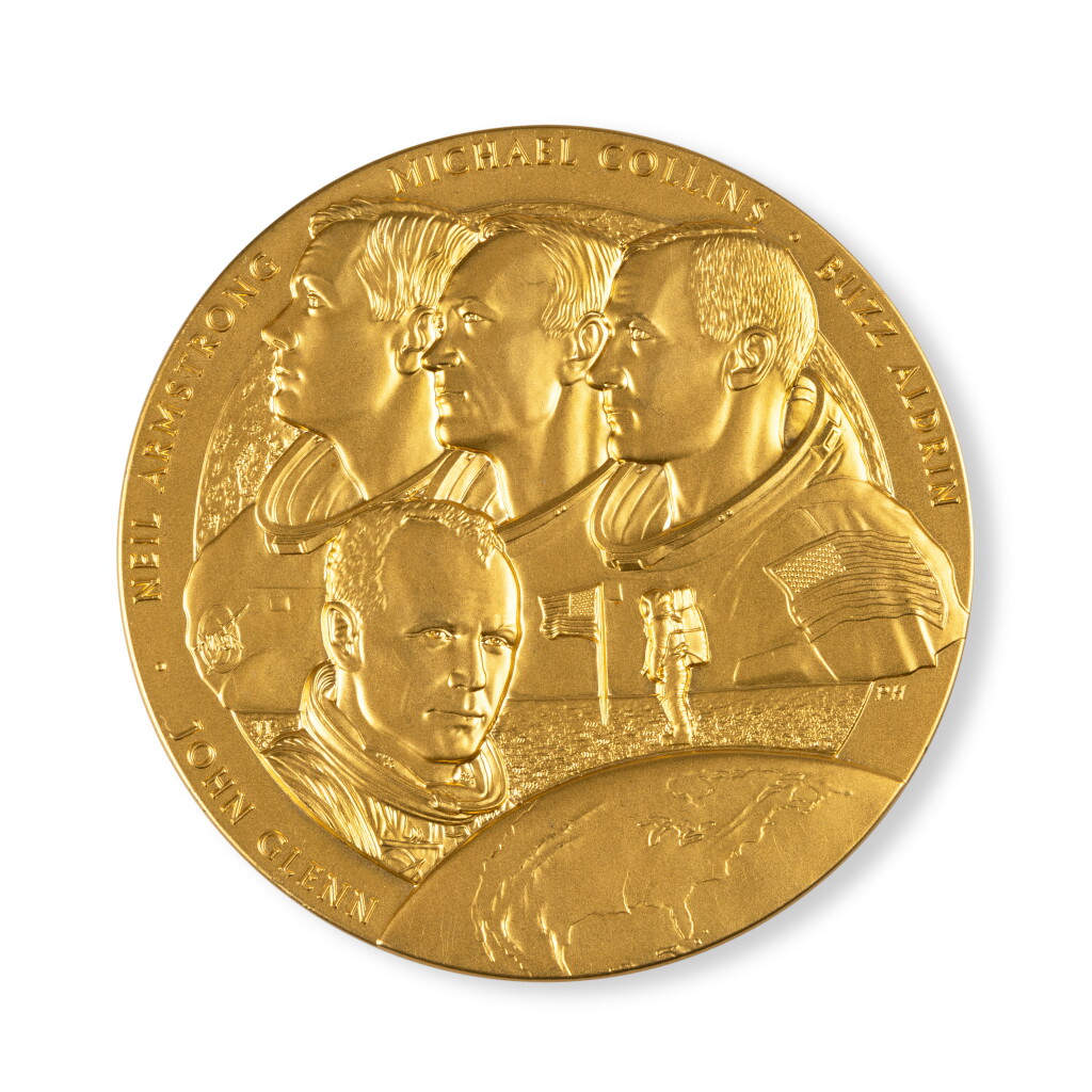 View full screen - View 1 of Lot 56. Buzz Aldrin's New Frontier Congressional Gold Medal.