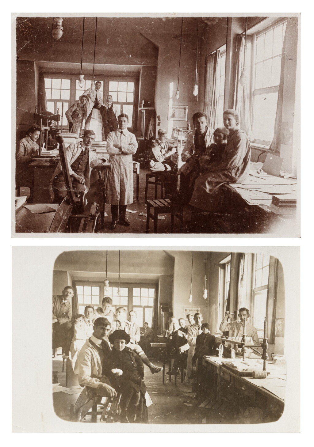 View full screen - View 1 of Lot 1. Otto Dorfner’s Book Binding Workshop at the State Bauhaus in Weimar, 1919/20 + Unknown photographer (2 works).