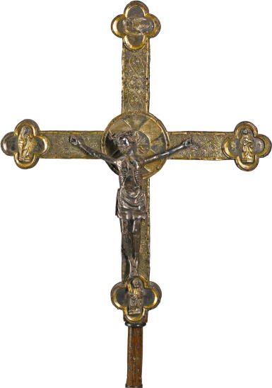 View full screen - View 1 of Lot 23. ITALIAN, 15TH CENTURY AND LATER | PROCESSIONAL CROSS WITH THE CRUCIFIED CHRIST.