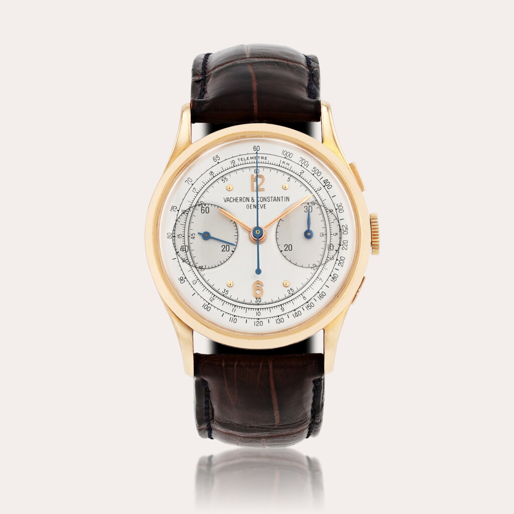 View full screen - View 1 of Lot 440. Reference 4072 'Big eyes' Montre bracelet chronographe en or rose | Pink gold chronograph wristwatch Vers 1943 | Circa 1943.