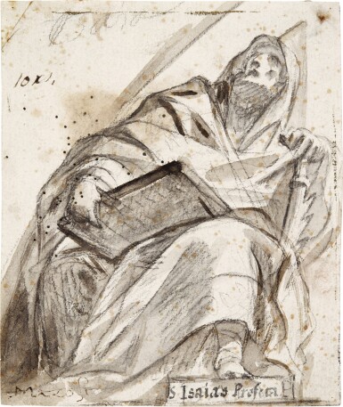View full screen - View 1 of Lot 99. Study for a lunette: Eliab, architect of the Ark of the Covenant.
