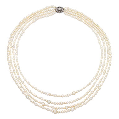 View full screen - View 1 of Lot 93. Natural pearl necklace .
