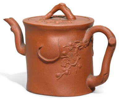 View full screen - View 1 of Lot 34. A 'YIXING' 'PRUNUS' TEAPOT AND COVER.