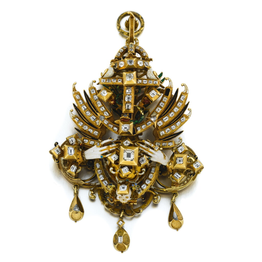 View full screen - View 1 of Lot 1007. A rare gold, enamel and diamond-set Násfa Pendant, Hungarian, Circa 1626.