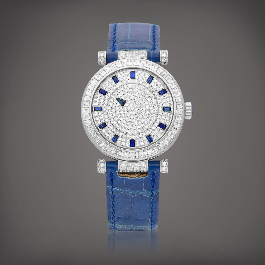 View full screen - View 1 of Lot 8914. Master Mystery | A white gold, diamond and sapphire-set wristwatch, Circa 2001 | Master Mystery | 白金鑲鑽石及藍寶石腕錶,約2001年製作.