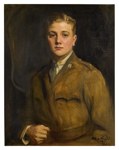View full screen - View 1 of Lot 132. Portrait of Ulick de Burgh Browne, 7th Marquess of Sligo (1898-1941), half-length wearing the service dress of the Royal Scots Greys.