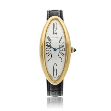 View full screen - View 1 of Lot 93. Reference 2605 Baignoire Allongee A large yellow gold oval wristwatch, Circa 2005.