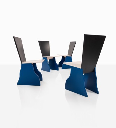 View full screen - View 1 of Lot 64. Quatre chaises Ambrogio, commande spéciale.