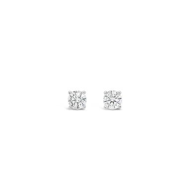 View full screen - View 1 of Lot 31. PAIR OF DIAMOND STUDS, WEIGHING 0.42 AND 0.40 CARAT.