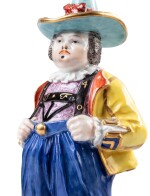 Rare figurine représentant le bouffon du roi Hofnarr Fröhlich en porcelaine de Meissen, vers 1740