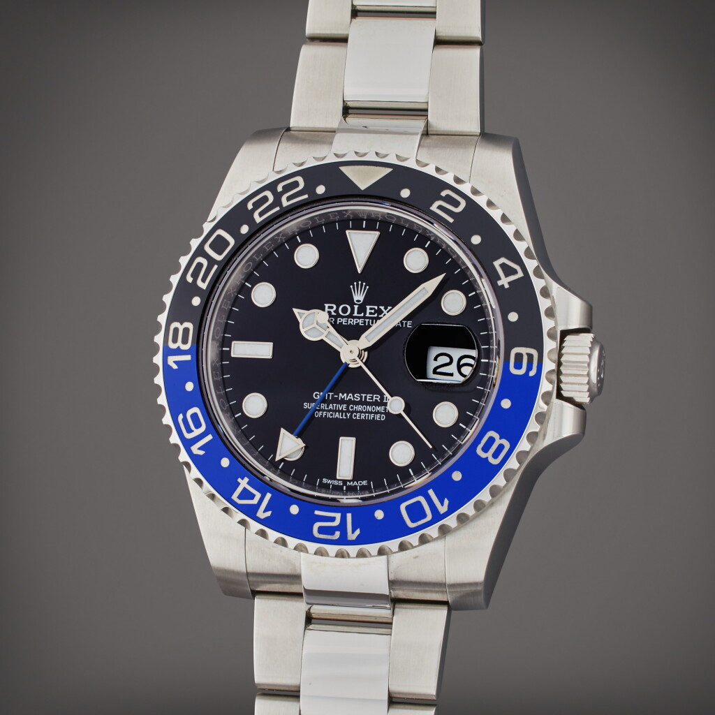 View full screen - View 1 of Lot 4. Reference 116710BLNR GMT-Master II 'Batman' | A stainless steel dual time wristwatch with date and bracelet, Circa 2019.