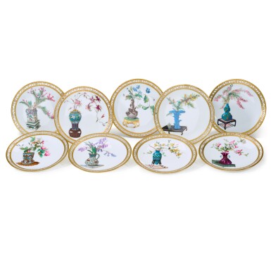 View full screen - View 1 of Lot 224. A set of nine Minton pierced 'Still Life' plates, 1880.