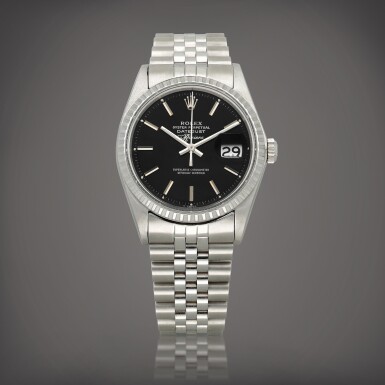 View full screen - View 1 of Lot 571. Retailed by Joyeria Riviera, Datejust, Reference 1603 | A stainless steel wristwatch with date and bracelet | Circa 1969.