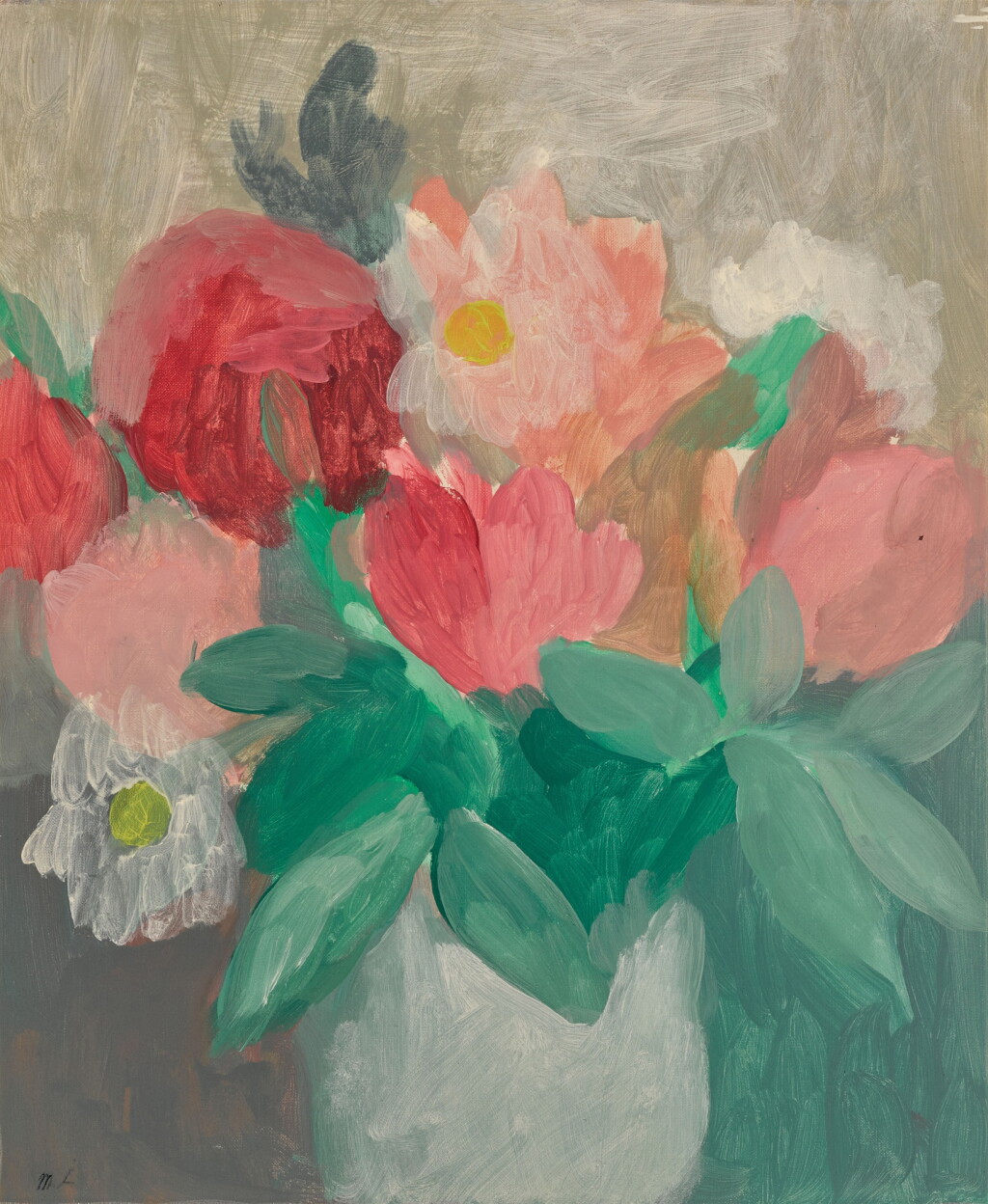 View full screen - View 1 of Lot 295. Pivoines dans un vase blanc.